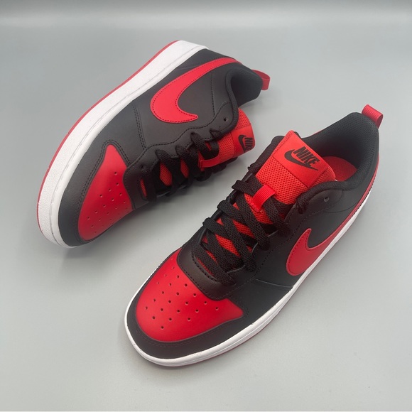 Nike Court Borough Low 2 Big Girl' Shoes/color Black/White/University Red - Picture 6 of 17